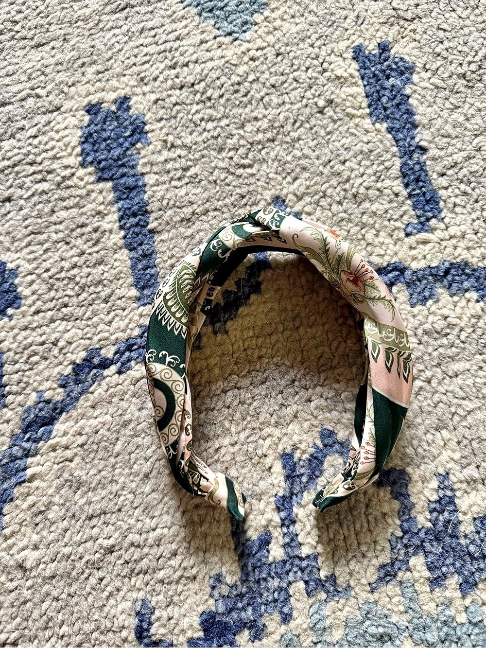 J Crew Paisley Padded Headband in Green & White Like New